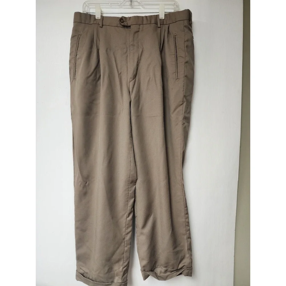 Lanificio Gallo & Figli Mens Super 100'sPleated Front Khaki Dress Pants  36 x 28